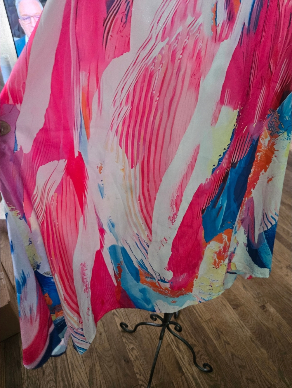 Abstract Brushstroke Halter Dress in Pink & Blue - Picture 4 of 4